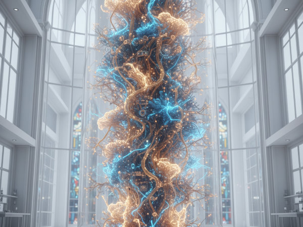 Abstract visualization of the bio-organic data cathedral